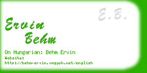 ervin behm business card